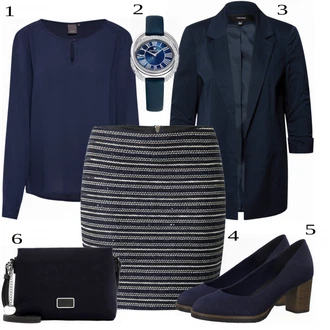 Outfit s Modrá Bota Na Podpatku MARCO TOZZI "Elegantní Business Outfit"