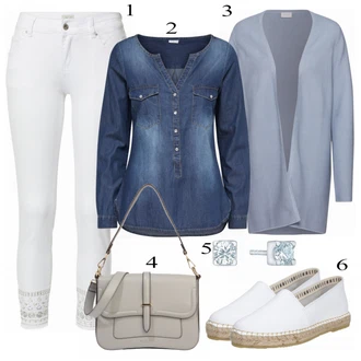 Outfit s Modrá/Tmavě Modrá/Světle Modrá Halenka Džínsová Blůza JdY "Praktický Vzhled"