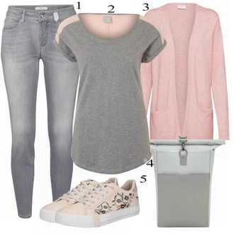 Outfit s Šedá Kalhoty Brax "Praktický Vzhled"