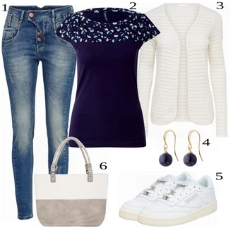 Mom Křest Outfit s Krémová/Bílá Móda Pro Plnoštíhlou Pletenina veľkej veľkosti Only "Praktický Vzhled"Look: Layered, Mom, Kancelář, Chytrý příležitostný, Univerzitní, Bar, Křest, Koncert, Biřmování, Chatky, Škola