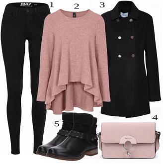 Outfit s Černá/Tmavě modrá/Světle modrá Vojenský Kabát/Kabát z Kabanosu About You "Praktický Vzhled"