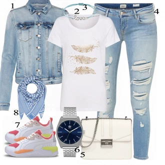 Outfit s Šedá Kabát/Podzimní bunda Vila "Praktický Vzhled"