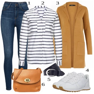 Károvaný Outfit s Modrá/Tmavě modrá/Světle modrá Kalhoty Džínové Legíny/Jeggings VERO MODA "Praktický Vzhled"