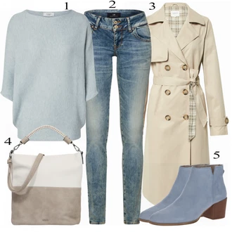Outfit s Šedá/Modrá/Světle Modrá Sveter Svetry s netopýřím rukávem JdY "Praktický Vzhled"