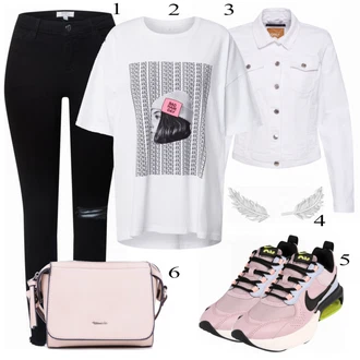 Móda pro plnoštíhlé Outfit s Šedá/Krémová/Bílá/Světle šedá Džínové Bund/Krátký Bund/Letní Bund/Košilová bunda/Krátký Bund/Krátké Džínové Bundičky Only "Praktický Vzhled"