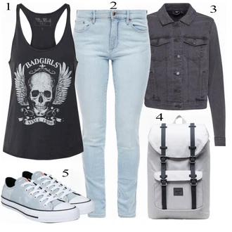 Outfit s Šedá Teniska Converse "Praktický Vzhled"