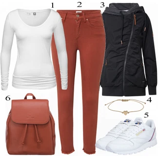 Zpátky do školy Outfit s Červená/Hnědá/Oranžová Pánská taška/Taška/Mini batoh/Mini batoh/Taška na telefon Tom Tailor "Praktický Vzhled"Look: Malle, Bar, Pohřeb, Karneval, Koncert, Galavečer, Škola, Zvláštní příležitosti, Zpátky do školy