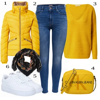 Outfit s Žlutá Pletený Oděv Pieces "Praktický Vzhled"