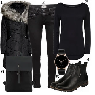 Outfit s Černá Kozačka Dockers by Gerli "Praktický Vzhled"