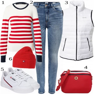 Outfit s Červená Klobouk Tommy Hilfiger "Praktický Vzhled"
