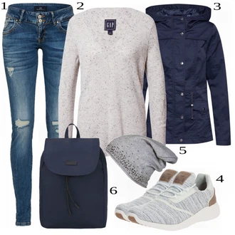 Outfit s Šedá Teniska Mustang "Praktický Vzhled"