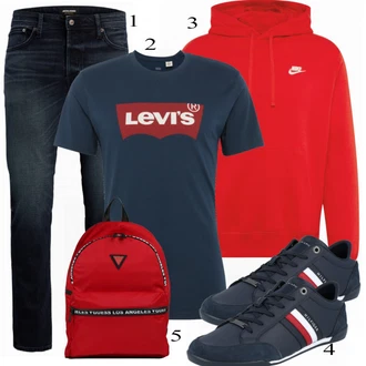 outfit mit Rdeča/Bela Pletenina Nike Sportswear "Priložnostna oblačila"