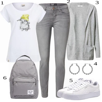 Outfit sa Siva Pletenina Kardigan JdY "Tvoj udoban outfit"