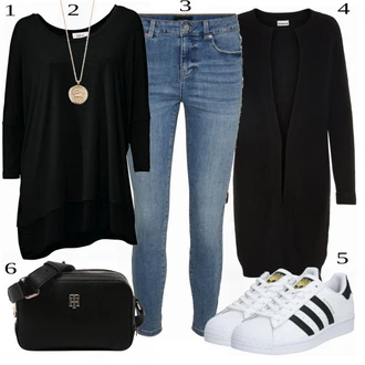 Ležérní Outfit s Modrá/Světle modrá Kalhoty s dírou/Jeggings/Džínové Legíny/Skinny Kalhoty VERO MODA "Praktický vzhled"Look: Cool, Old Money, Ležérní, Krásný, 90tá léta