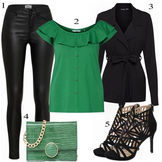 Vysoké Podpatky Outfit s Černá/Béžová/Oranžová Bullboxer "Krásný"