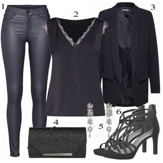 Večerní outfity Galavečer s Šedá/Tmavě šedá/Černá Plstěná taška/Dopisová peněženka Mascara "Krásný"Look: Bar, Pohřeb, Karneval, Koncert, Galavečer