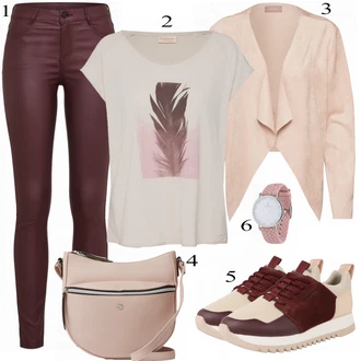 Outfit s Tmavě červená/Vínová/Fialová/Růžová Kožená bunda/Kotníková Bota/Motorkářské Džíny/Capri Džíny/Zkrácené Džíny/Džíny s Rozparkem/Slim Fit Džíny/Kožené Boty/Termální Džíny/Kožená Pánská Bund Vila "Krásný"