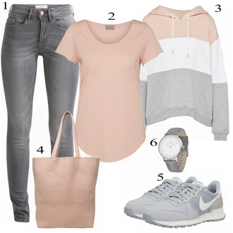 Outfit s Šedá/Tmavě šedá/Světle šedá Kožená bunda/Kotníková Bota/Džín s Nízkým Pasem/Zkrácené Džíny/Push up Džín/Džíny s Rozparkem/Džíny s Nízkým Sedem/Kožené Boty/Slim Fit Džíny/Džíny Regular Fit/Zimní bunda Ichi "Pěkný Vzhled"