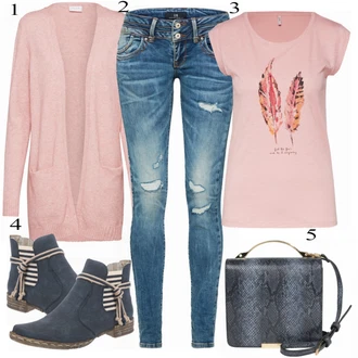 Outfit s Modrá/Tmavě modrá/Světle modrá Džíny s Dírou/Patchworkové Džíny/Kožená Pánská Bund LTB "JARNÍ SLUNCE"