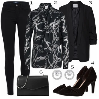 Outfit s Černá Bota Na Podpatku Tamaris "Formální Business Outfit"
