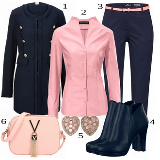 Outfit s Růžová/Béžová/Modrá Tunika/Dlouhá tylová sukně/Dlouhé Kardigany/Dlouhý Zimní Kabát/Košile/Dlouhé Šaty/Dětská hračka Heine "Formální Business Outfit"