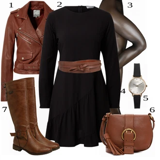 Outfit sa Crna Hulahopke Swedish Stockings "Stilski Jesen Outfit"