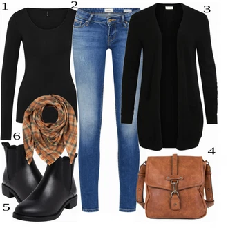 Outfit s Červená Kardigan CODELLO "Pěkný podzimní Outfit"
