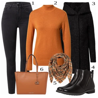 Outfit s Červená Kardigan CODELLO "Pěkný podzimní Outfit"