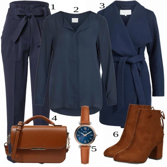 Outfit s Tmavě modrá Kožená bunda pro muže/Hedvábná Halenka/Businessová Halenka/Jednobarevná Halenka/Halenka s Dlouhým Rukávem/Halenkové Body/Žehlení odolná blůza/Slip-on Halenka/Blůza s knoflíčkem/Halenka se Stojatým Límcem Vila "Business vzhled"