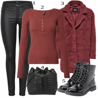 outfit mit Rdeča Plašč Only "1"