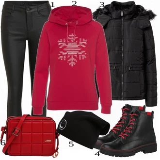 Outfit s Červená Mikina S.Oliver "Ulice Styl Outfit"