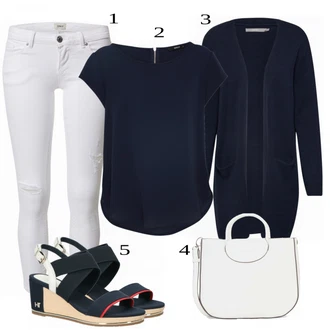 Outfit s Modrá/Fialová/Tmavě modrá Pletenina veľkej veľkosti/Kraťas pro plnoštíhlé B.young "Letní Outfit"