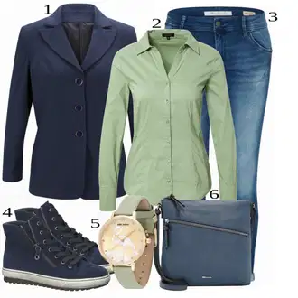 Outfit sa Zeleno Bluza More & More "Tvoj otmjeni outfit"
