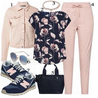 Outfit s Růžová Jogger Kalhoty/Mrkvová Kalhoty/Ležérní Kalhoty/Navlékací Kalhoty/Žerzejová Kalhoty/Teplák/Mušelínové kalhoty/Sportovní kalhoty střední délky Only "Pěkný letní vzhled"