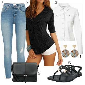 Outfit s Černá/Fialová Tunika/Tričko & Top Móda Pro Plnoštíhlé/Halenka Móda Pro Plnoštíhlou Lascana "Pěkný letní vzhled"