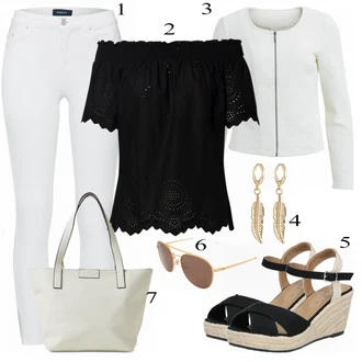 Outfit s Bílá Sluneční Brýle Ray-Ban "Pěkný letní vzhled"
