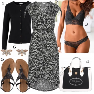 Outfit s Černá/Modrá/Béžová Krajkový set spodního prádla/Sada kalhotek podprsenky/Sada spodního prádla/Sada Kalhotek s Drátěnou Podprsenkou Lascana "Hezký letní vzhled"