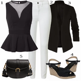 Outfit s Černá/Béžová Sandál na klínku/Espadrilka s klínovým podpatkem/Letní Bota/Korkový sandál na klínku/Espadrille sandál/Espadrilka na Podpatku About You "Moderní business outfity"