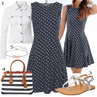 Outfit s Modrá/Tmavě modrá/Pastelové barvy Plážové Šaty/Šaty s puntíky/Letní Šaty/Šaty S Potiskem/Ležérní Šaty/Šaty Bez Rukávů BEACH TIME "Hezký letní vzhled"