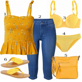 Outfit s Žlutá Pánské boty ve velikosti 11/Vyztužený podprsenek/Zmenšující Podprsenek/Bezdrátová podprsenka/Push-Up Podprsenka/Podprsenka Balconette/Podprsenka Bez Kostic/Podprsenka s kosticemi/Měkká podprsenka/Odlehčovací podprsenka Lascana "Lehký outfit"