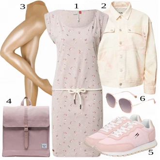 Outfit sa Bijela/Pink/Bež/Plava Traper Jakna Replay "Tvoj otmjeni outfit"