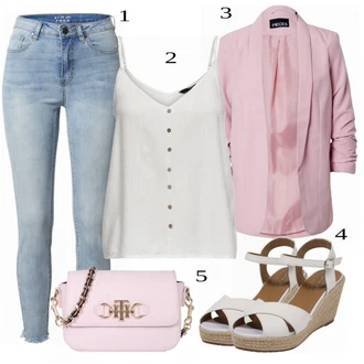 Zapínání na knoflíky Outfit s Šedá/Bílá/Krémová/Hnědá/Khaki Tričko & Top Košilový top/Krátký top/Halenka Bez Rukávů/Top Se Špagetovými Ramínky Only "Hezký letní vzhled"