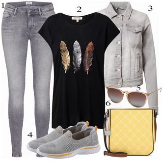 Outfit s Šedá Nízká bota na podpatku/Nazouvací Teniska/Zimní bota Dockers by Gerli "Cool outfity na volný čas"