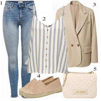 outfit mit Roza/Bež/Modra Torba za čez ramo Love Moschino "Tvoj cool outfit"