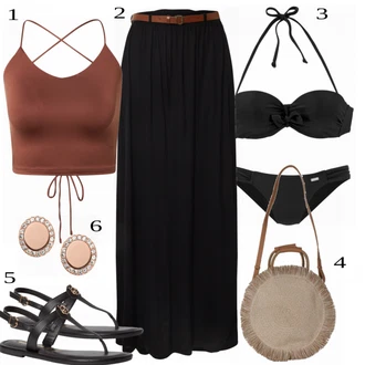 Outfit s Černá Push-up bikini/Balconette-bikini/Balconette/S Kosticemi/Bandeau vršek bikin/Push-up vršek bikin/Bikinové plavky s vycpávkami/Bandeau Bikin Venice Beach "Lehký outfit"