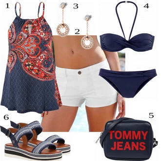 Outfit s Tmavě modrá/Modrá Plavky Balconette-bikini/Plavky s průstřihem/Push-up bikini/Bikiny s průstřihem Lascana "Vkusný letní outfit"