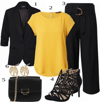 Vysoké Podpatky Outfit s Černá/Béžová/Oranžová Bullboxer "Elegantní vzhled"