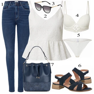 Outfit s Bílá Bota Sandály Caprice "Lehký outfit"