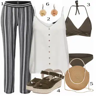 Zapínání na knoflíky Outfit s Šedá/Bílá/Krémová/Hnědá/Khaki Tričko & Top Košilový top/Krátký top/Halenka Bez Rukávů/Top Se Špagetovými Ramínky Only "Lehký outfit"