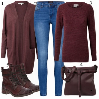 Ležérní Outfit s Modrá/Světle modrá Jeggings/Skinny Kalhoty/Džínové Legíny VERO MODA "Pěkný Ležérní Outfit"Look: Styl, Ležérní, Cool, Disko, Moderní, Krásný, Old Money, Skromné